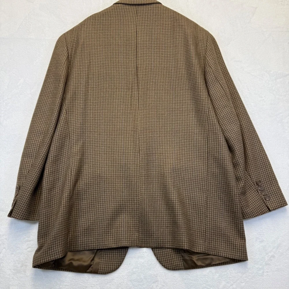 Ralph Ralph Lauren Mens 42R Brown Houndstooth Wool Blazer Sport Coat Canada Made